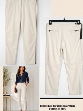 Cream Slim Ankle Pants - Women